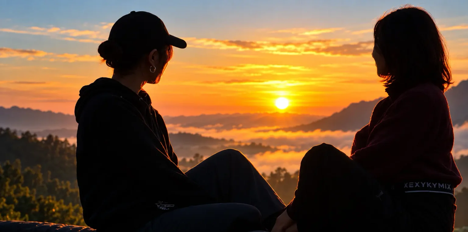 Mount Batur volcanic landscape at sunrise